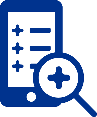 Phone icon with magnifying glass