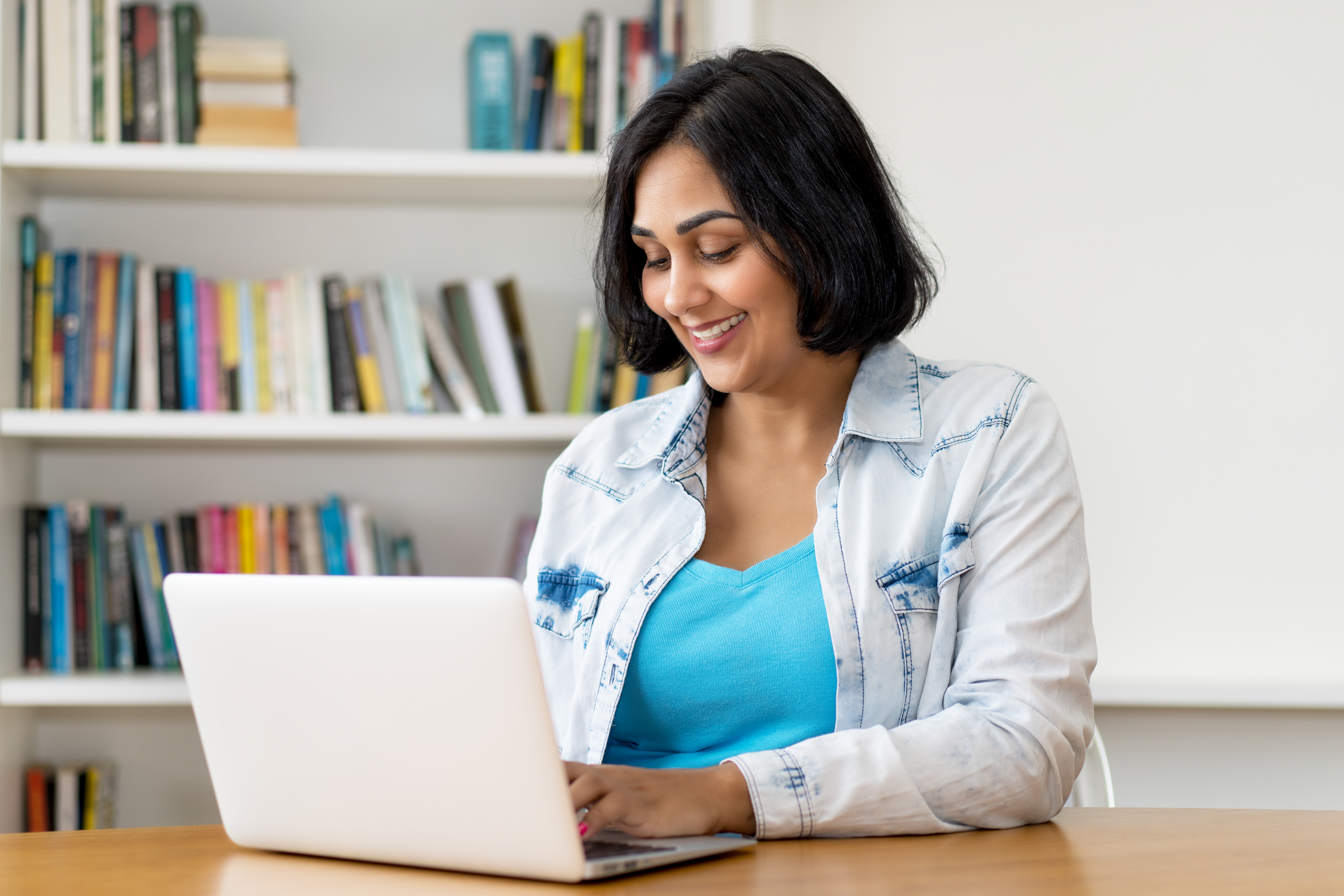 Young woman using laptop