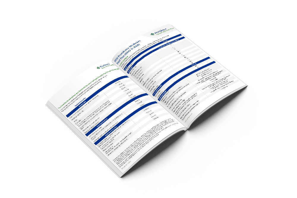 Brochure opened to benefit page