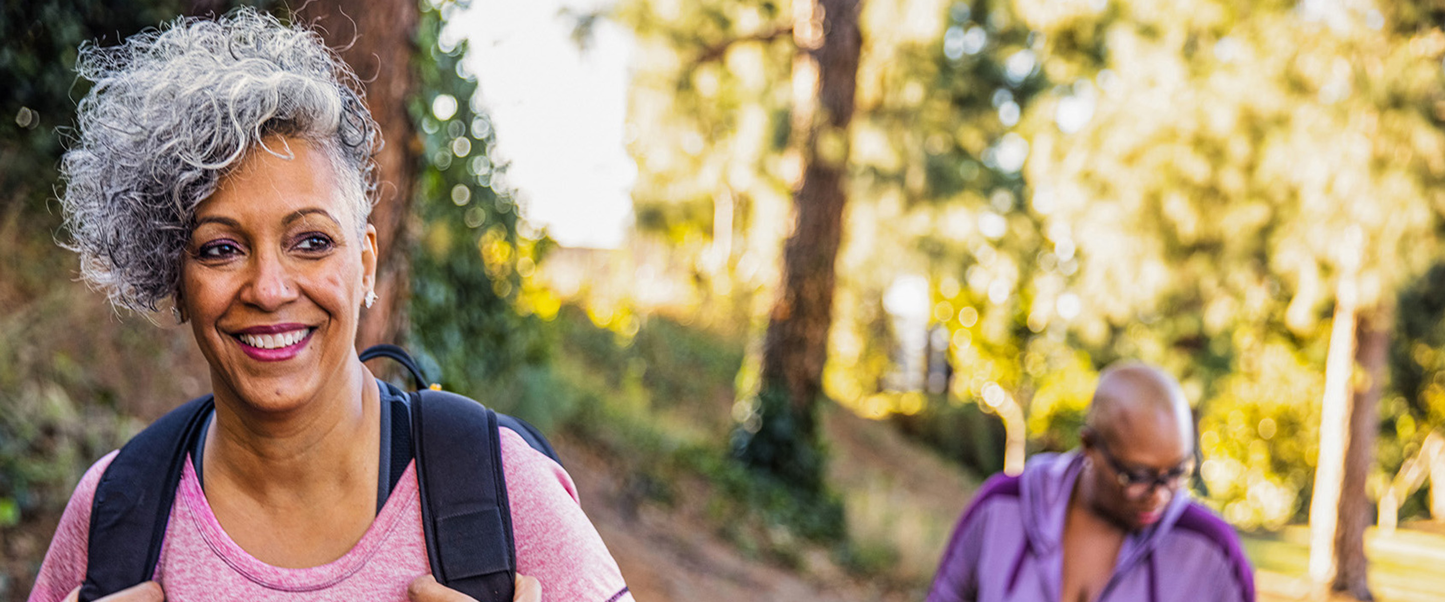 Two women hiking together