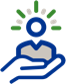 hand holding a person icon