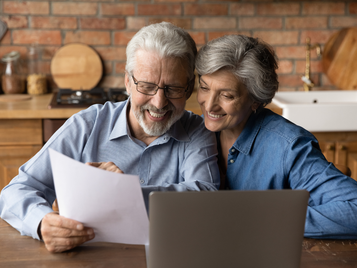 Couple looking at report